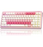 LINGBAO K75 Wireless Mechanical Keyboard, 75%Pink Gaming Keyboard with 10000mAh Battery, Hot-Swap...