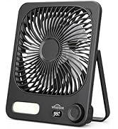 WHATOOK Large Travel Desk Fan Night Light: 10000mAh Battery 40 Hours Runtime Silent Rechargeable ...
