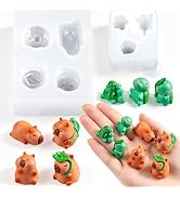 2Pcs Cute Tiny Turtle and Capybara Figurines Resin Silicone Mold Micro Dollhouse Animal Epoxy Cas...