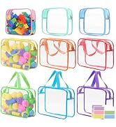 9 Pcs Toy Storage Bags, Clear PVC Toy Organizer Bag Include 6Pcs Large Handheld and 3Pcs Medium Z...