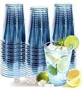 Glowserve 50 Pack Plastic Cups Disposable 12 oz Blue Plastic Cups for Cold Drinks Party, Drinking...