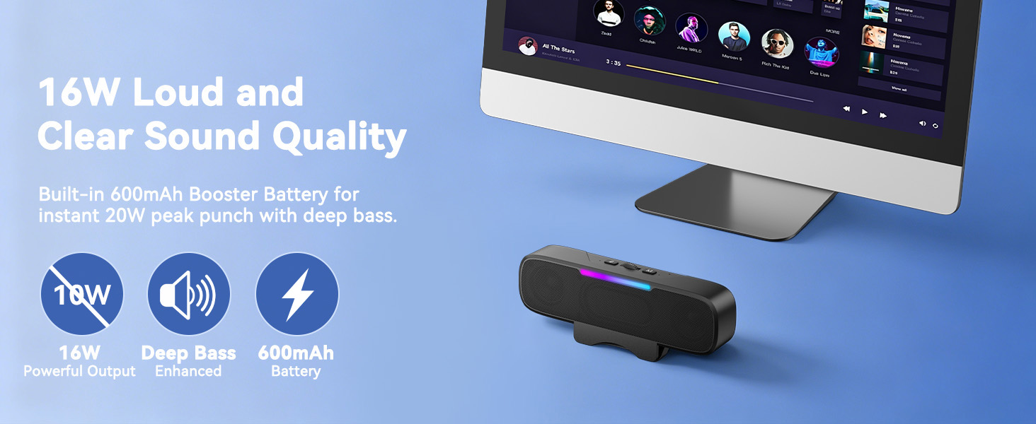 computer speakers for desktop pc with 16w loud sound