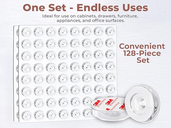 Scratches protection for glass surfaces and hardwood furniture, 106 clear adhesive dots.