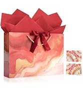 JMANNI Gift Bags, Marble Pattern Gift Bags with Ribbon, Portable Paper Gift Bag, Marble Pattern, ...