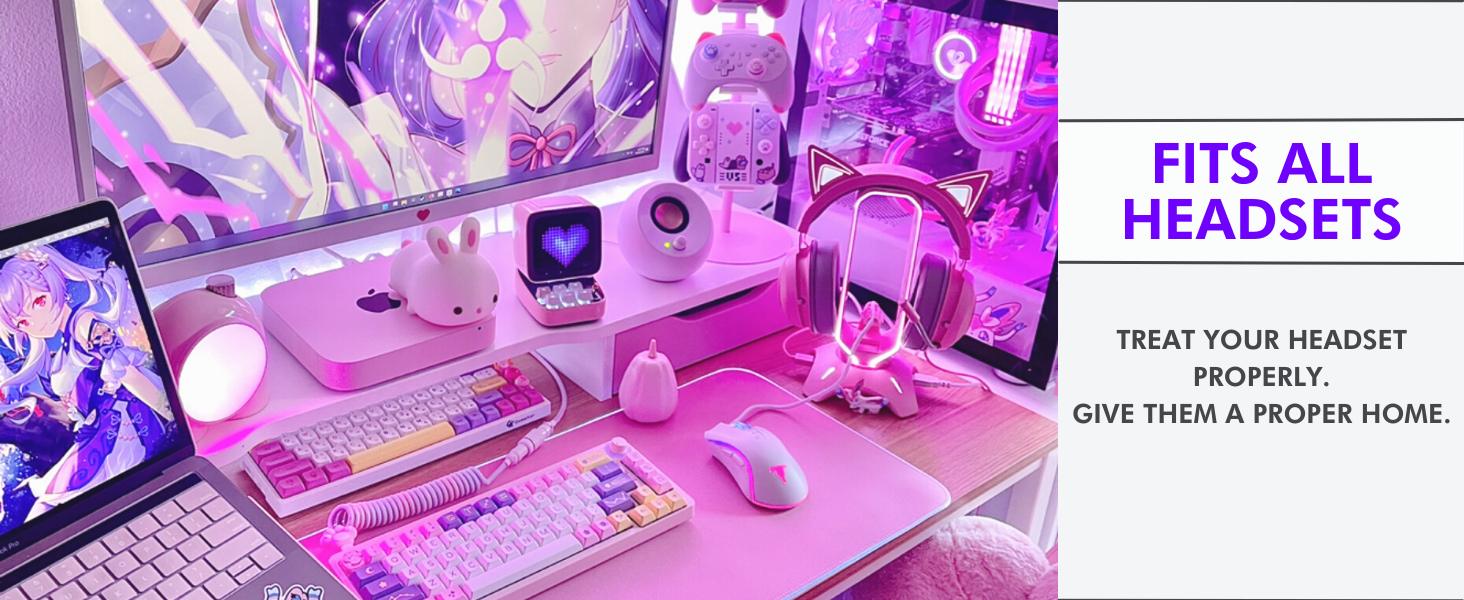 rgb headphone stand pink