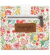 Montana West X Wrangler Small Wallets for Women Flower Bifold Card Wallet With RFID Lining and Zi...