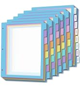 48Pcs/6 Set 8 Tab Dividers, Clear Plastic Binder Dividers with Tabs, for 3 Ring Binder, Letter Si...