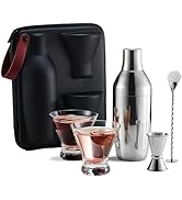 KITESSENSU Cocktail Shaker Set with Carry Case: Vacuum Insulated Martini Shaker with Built-in Str...