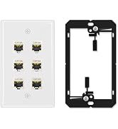 iwillink 10Gbps Ethernet Wall Plate, 6-Port Keystone Wall Plate with CAT6A Shielded Keystone Coup...