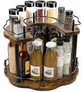 12-Inch Petal Shape Lazy Susan Organizer – 2-Tier, Adjustable, 360° Rotating Turntable - Wood Spi...