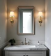 JIMUBEAM Sconces Wall Lighting Set of Two with Boho Linen Fabric Shade, E26 Aged Brass Vanity Bat...