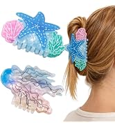 2 PCS Starfish Hair Claw Clip Fantasy Jellyfish Hair Clips for Women Girls | Novelty Ocean Hair A...