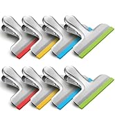 HOUSE AGAIN 8 Pack Stainless Steel Chip Bag Clips Covered with Silicone - NO More Sharp Edges - C...