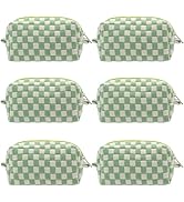 PAZIMIIK Checkered Makeup Bag for Purse Portable Zipper Make Up Pouch Small Cosmetic Case for Tra...
