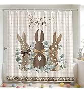 InIsaJace Happy Easter Shower Curtain, Rustic Rabbits Bath Tub Curtain, Spring Bunny Easter Aesth...