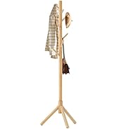 Aibiju Coat Rack Stand Freestanding, Coat Tree With 8 Hooks, Wooden Coat Hanger Stand, Easy to As...