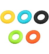 uxcell Hand Grip Strengtheners, 5 Level: 20/30/40/50/60Lbs Silicone Rings Fingers Forearms Exerci...