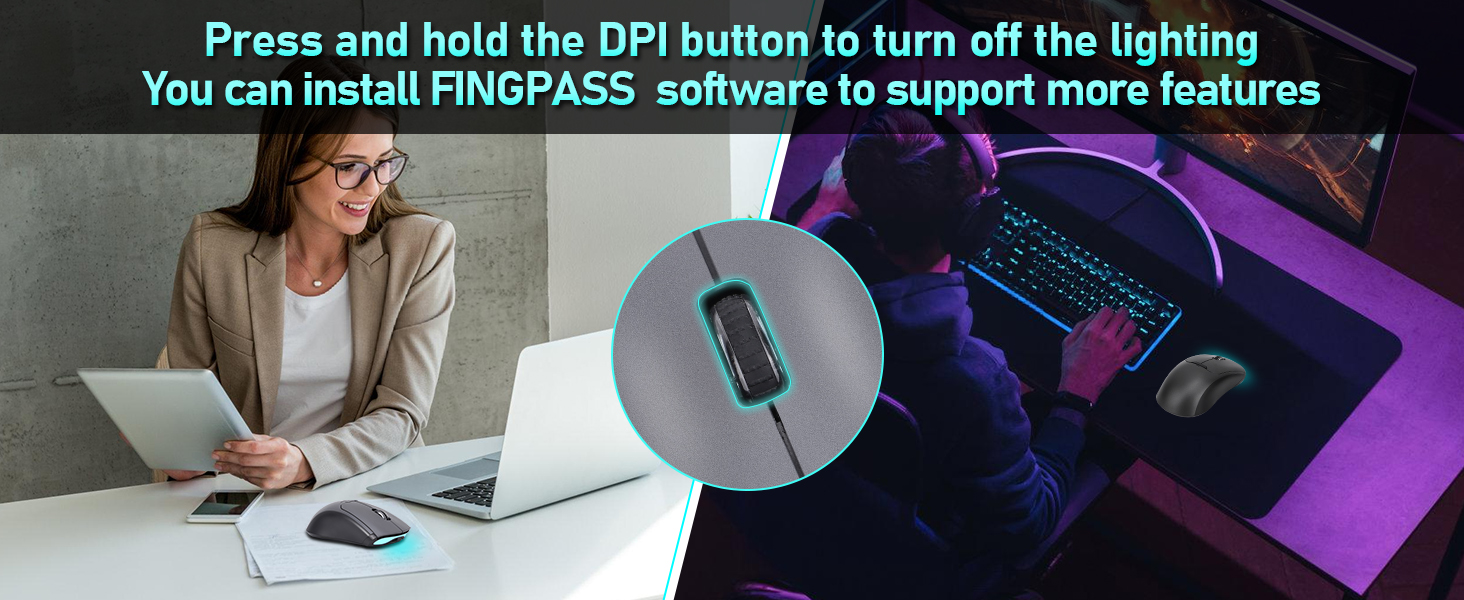 Gugxiom 2 in 1 Fingerprint Sensor & Wireless Mouse