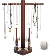 MEKOTRIN Wooden Baseball Ring Necklace Holder, 12'' Championship Ring Jewelry Towers, Ideal for A...