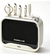 Charmline Smart Cutting Board and Knife Set with Holder, Self-Cleaning and Drying, Space-Saving K...
