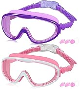 COOLOO Kids Swim Goggles for Age 3-15, 2 Pack Kids Goggles for Swimming with Nose Cover, No Leaki...