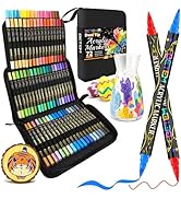 Betem Paint Markers Acrylic Paint Pens, Dual Tip 72 Colors Acrylic Markers with Brush Tip and Fin...