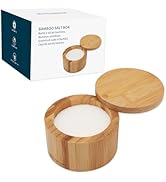 KITCHENDAO Bamboo Salt Cellar Bowl Box,Elegant Kitchen Container Holder with Swivel Magnetic Lid ...
