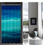 MitoVilla Small Stall Shower Curtain Liner 36 x 72, Blue Ombre Ocean Half Size Shower Curtain Set...