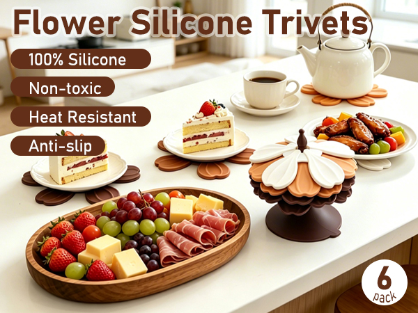 Vynusio Silicone Trivet Tree 6 Pack