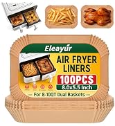 Eleayur 100Pcs Air Fryer Liners for Ninja Dual Airfryer, 8x5.5 Inch Rectangle Disposable Air Frye...