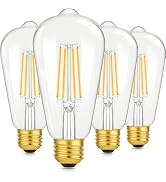 4-Pack Vintage 8W ST64 LED Edison Light Bulbs 100W Equivalent, 1400LM E26 Light Bulbs, 2700K Warm...