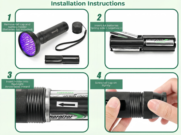 portable blacklight large uv light for resin curing black light flashlights ultra violet flashlights