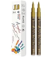 TFIVE Gold Paint Marker Paint Pens - 2 Pack Acrylic Permanent Marker, 0.7mm Extra Fine Tip Paint ...