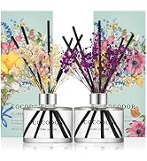 COCODOR Best Scents Flower Reed Diffuser Set / 6.7oz / 2 Pack/White Jasmine & Garden Lavender, Ar...