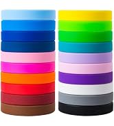 CYCLUSIVE 20 Pieces Rubber Bracelets Solid Color Silicone Wristbands Colored Rubber Stretch Brace...