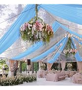 FUHSY Light Blue Ceiling Drapes 5 x 20 FT 2 Panels Ceiling Drapes for Weddings Chiffon Arch Drape...
