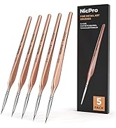 Nicpro Detail Paint Brushes 5 PCS Extra Fine Tip 000 Professional Miniature Painting Artist Set R...