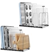ORDORA 2 Pack Cutting Board Holder Stand Organizer Rack for Cabinet, 7 Slot Adjustable Dividers B...