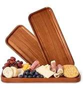 SHUOGUO 3 Pcs Acacia Wooden Serving Tray Oval Cheese Dinner Plates,Decorative Natural Tray Servin...