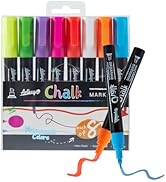 Artkey Neon Chalk Markers Set - 8 Pack with Reversible Tips (Chisel & Bullet) for Glass, Windows ...