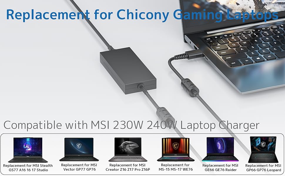 230W 240W USB TIP Replacement for MSI Chicony Laptop