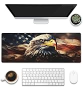 Desk Mat,American Bald Eagle Large Gaming Mouse Pad XL,USA Flag Eagle Desk Pad,Extended Big Compu...