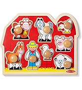 Melissa & Doug Farm Animals Jumbo Knob Wooden Puzzle Wooden Peg Chunky Baby Puzzle, Preschoool Le...