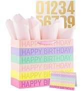 Happy Birthday Gift Bag with Tissue Paper, Card and sticker, 13" Large Gift Bag for Women Men Kid...