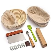 RORECAY Bread Banneton Proofing Basket Set of 2, 9 Inch Round & 10 Inch Oval Cane Sourdough Baske...