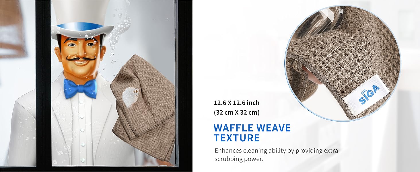 MR.SIGA Waffle Weave Texture , Enhances cleaning ability by providing extra scrubbing power.