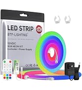 BTF-LIGHTING Neon LED Rope Light Kit 12VDC,3.2FT,WS2812B WS2811 Addressable IC RGB 360 Degree Rou...