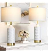 luxeflow 26“ White Ceramic Table Lamps for Living Room, Modern Ceramic Lamps Set of 2, Tall Bedsi...