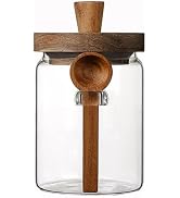 Coriario 20 OZ Glass Jar with Airtight Lid Spoon Clear Glass Candy Jars Wooden Handle Lids Wide M...