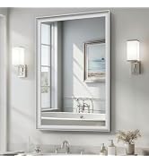 USHOWER 24x36 Inch Brushed Nickel Bathroom Mirrors for Over Sink | Aluminum Framed Rectangle Bath...